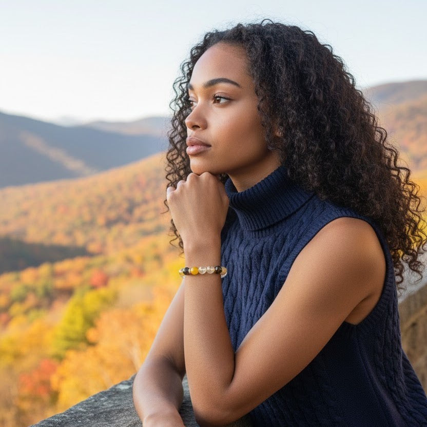 Summertime| Citrine Yellow Jade and Tiger's Eye Stretch Bracelet
