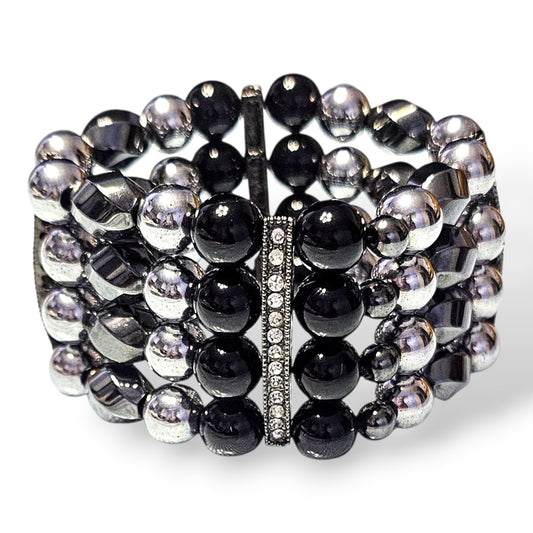 On The Town| Hematite and Black Onyx Cuff