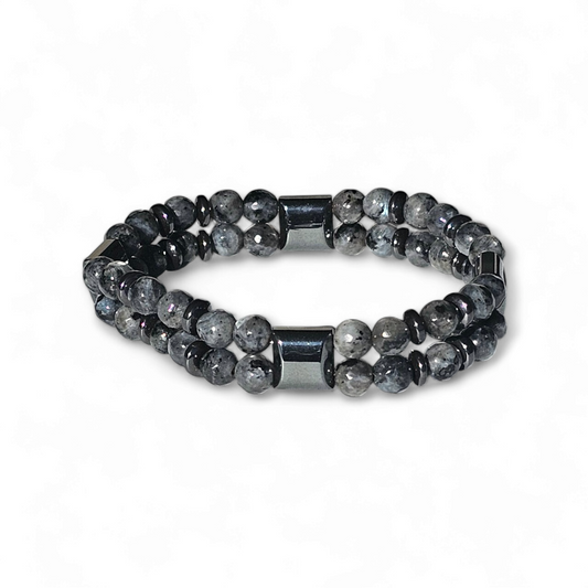 Bedrock| Hematite & Labradorite Double-strand Bracelet