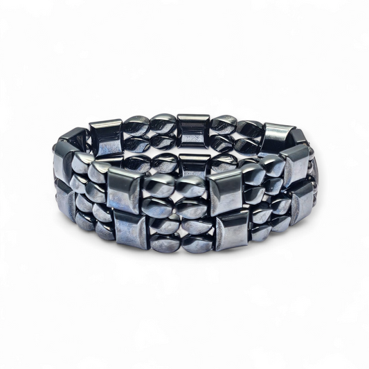 Twist Squared| Hematite 4-strand cuff bracelet