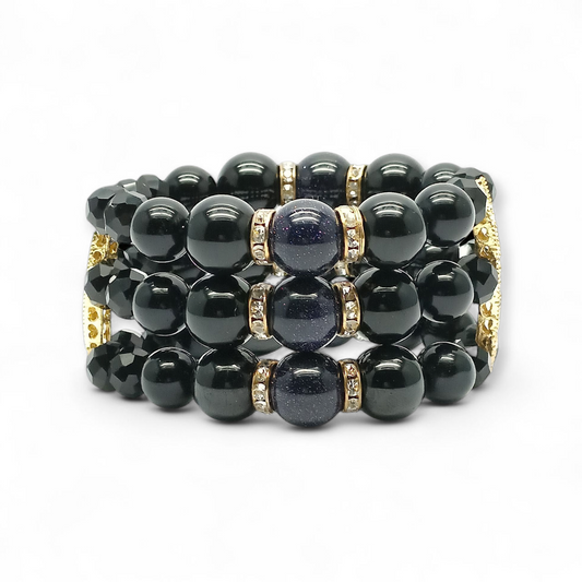 Starry Night| Onyx, Blue Sandtone Cuff